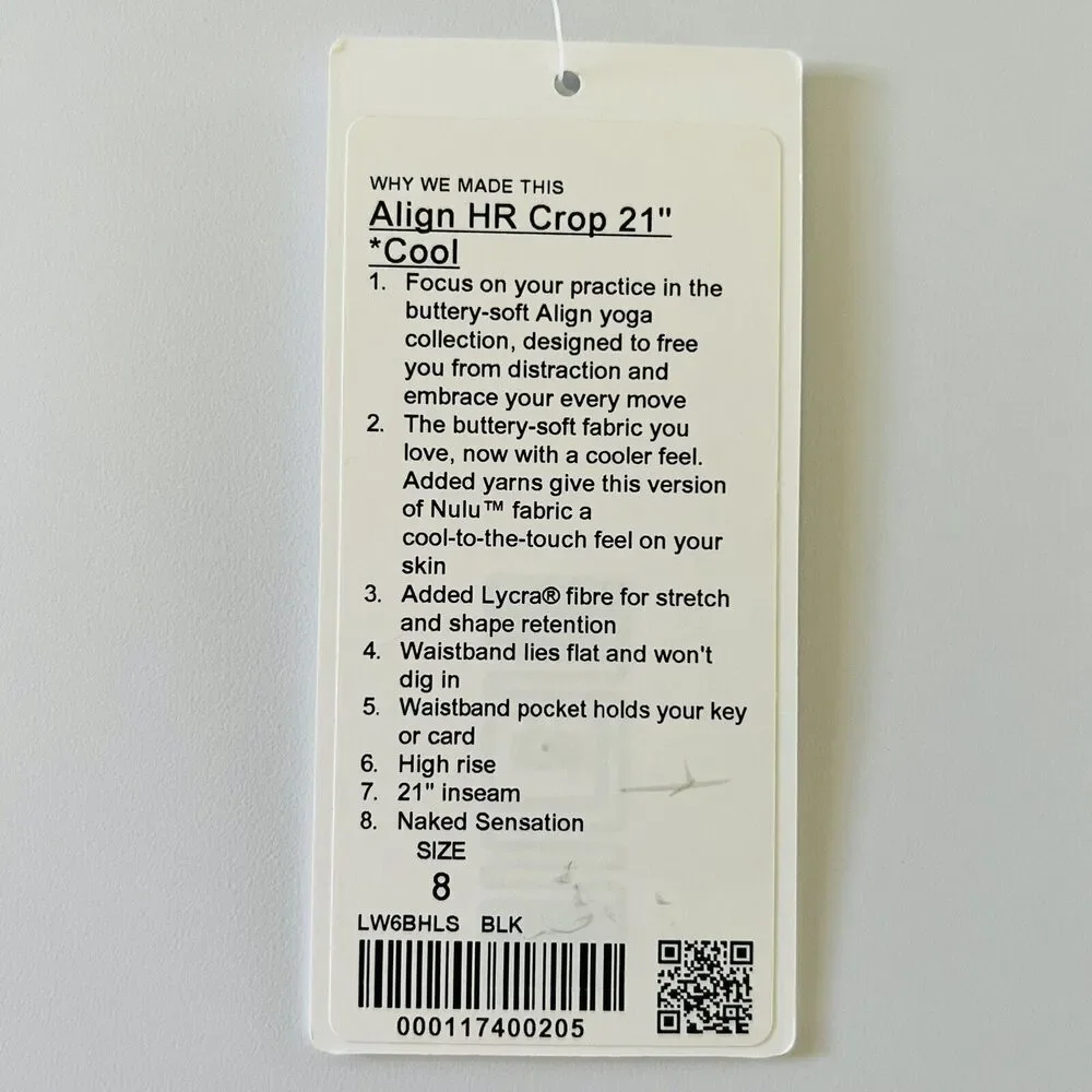 LULULEMON ATHLETICA Black Align HR Crop 21